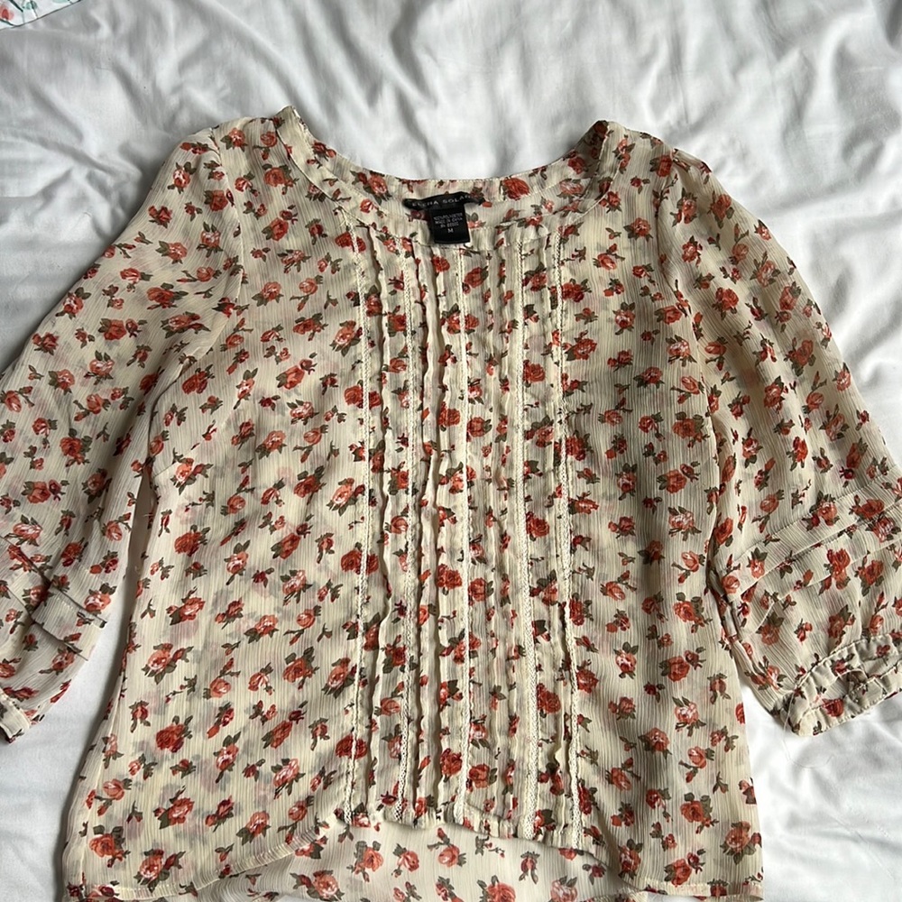 Cream floral blouse